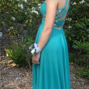 Teal Dress with Embellished Straps